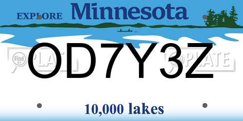 OD7Y3Z Minnesota License Plate