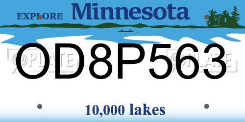 OD8P563 Minnesota License Plate