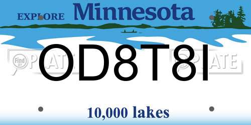 OD8T8I Minnesota License Plate