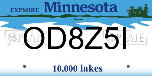 OD8Z5I Minnesota License Plate