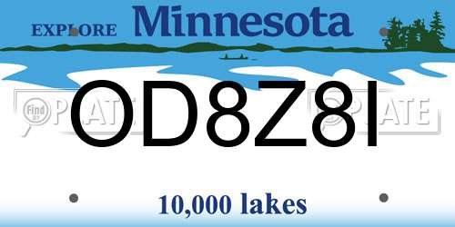 OD8Z8I Minnesota License Plate