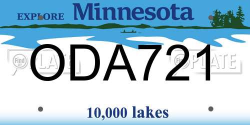 ODA721 Minnesota License Plate