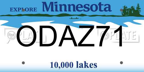 ODAZ71 Minnesota License Plate