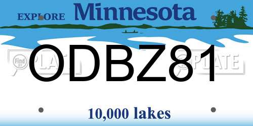ODBZ81 Minnesota License Plate