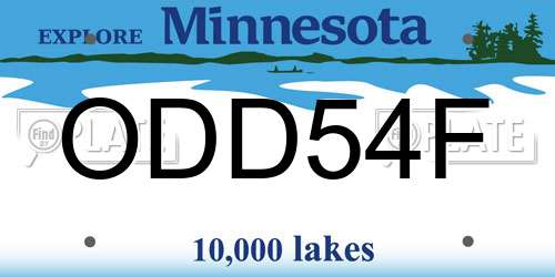ODD54F Minnesota License Plate