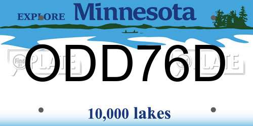 ODD76D Minnesota License Plate