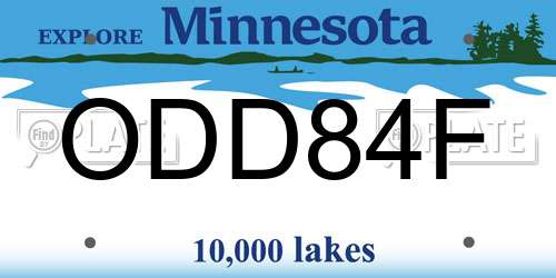 ODD84F Minnesota License Plate