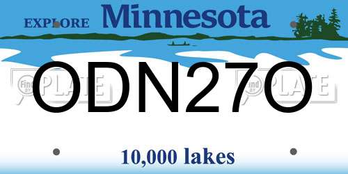 ODN27O Minnesota License Plate