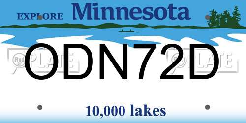 ODN72D Minnesota License Plate