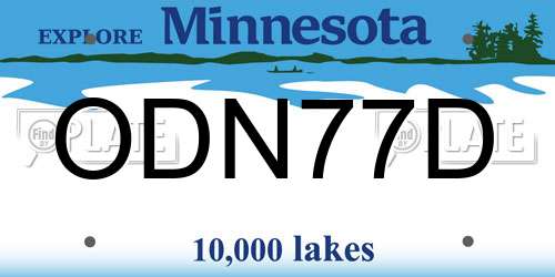 ODN77D Minnesota License Plate