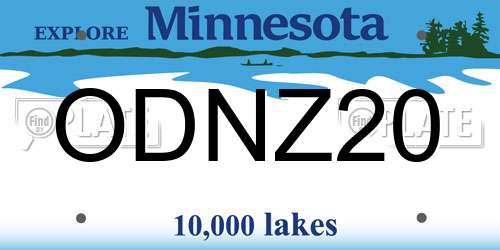 ODNZ20 Minnesota License Plate