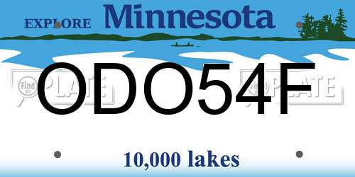ODO54F Minnesota License Plate