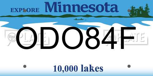 ODO84F Minnesota License Plate