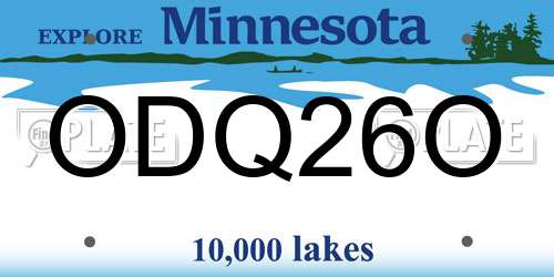 ODQ26O Minnesota License Plate