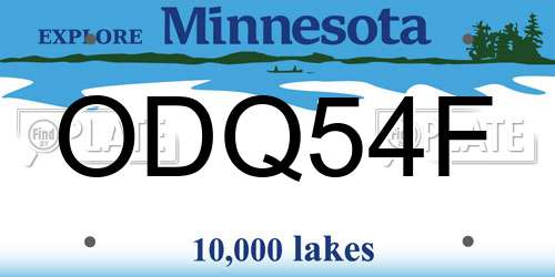 ODQ54F Minnesota License Plate