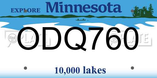 ODQ760 Minnesota License Plate