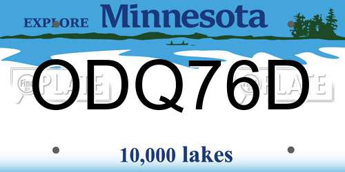 ODQ76D Minnesota License Plate