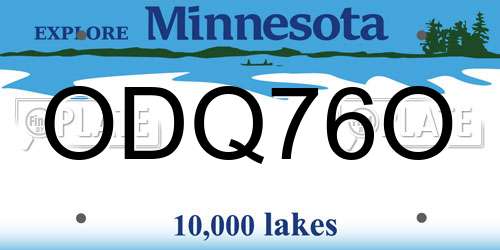 ODQ76O Minnesota License Plate