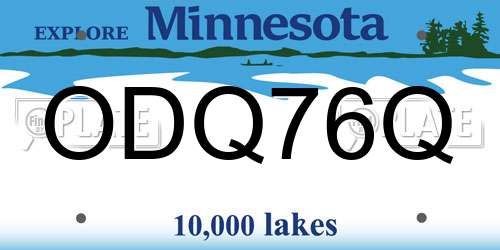 ODQ76Q Minnesota License Plate
