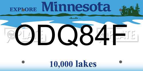 ODQ84F Minnesota License Plate