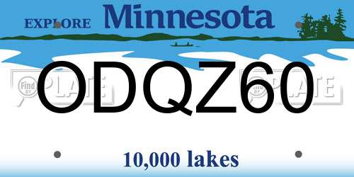 ODQZ60 Minnesota License Plate
