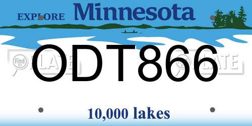 ODT866 Minnesota License Plate