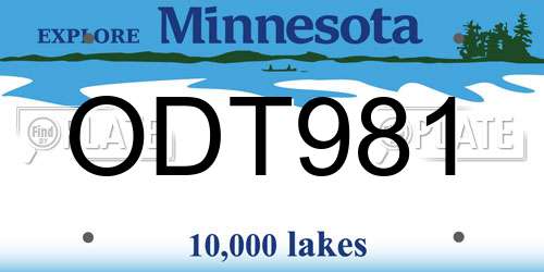 ODT981 Minnesota License Plate