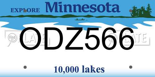 ODZ566 Minnesota License Plate