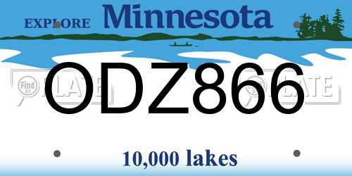 ODZ866 Minnesota License Plate