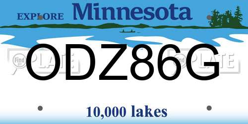 ODZ86G Minnesota License Plate