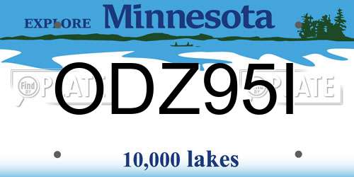ODZ95I Minnesota License Plate