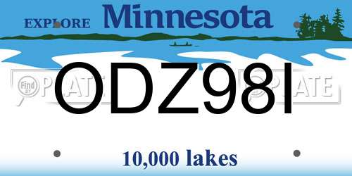 ODZ98I Minnesota License Plate