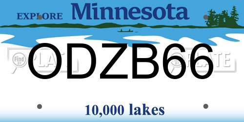 ODZB66 Minnesota License Plate