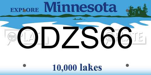 ODZS66 Minnesota License Plate