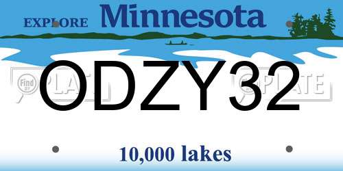 ODZY32 Minnesota License Plate
