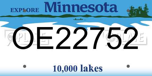OE22752 Minnesota License Plate