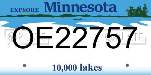 OE22757 Minnesota License Plate