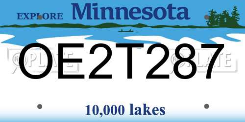 OE2T287 Minnesota License Plate