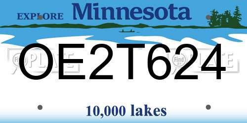 OE2T624 Minnesota License Plate