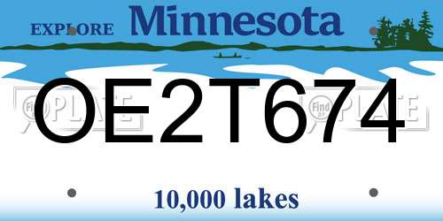 OE2T674 Minnesota License Plate
