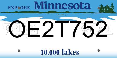 OE2T752 Minnesota License Plate