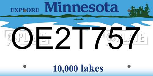 OE2T757 Minnesota License Plate