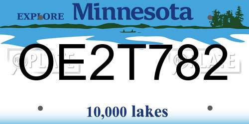 OE2T782 Minnesota License Plate