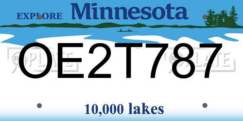 OE2T787 Minnesota License Plate