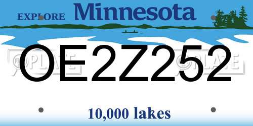 OE2Z252 Minnesota License Plate