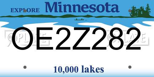 OE2Z282 Minnesota License Plate