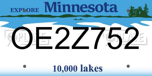 OE2Z752 Minnesota License Plate