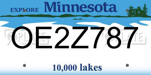 OE2Z787 Minnesota License Plate