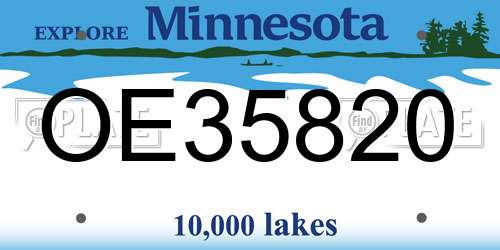 OE35820 Minnesota License Plate