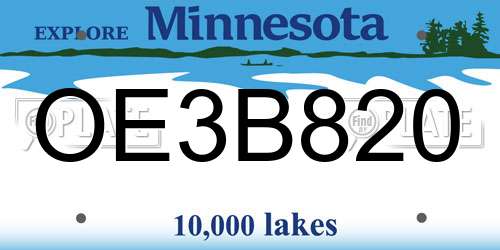 OE3B820 Minnesota License Plate